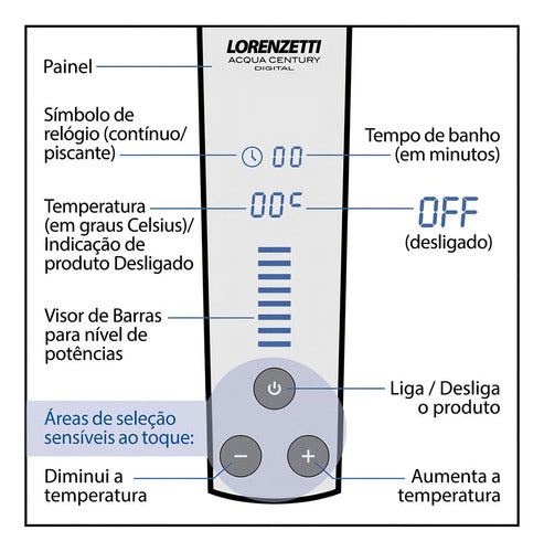 Chuveiro Ducha Acqua Century Digital 127V 5500W Preto Cromado Lorenzetti