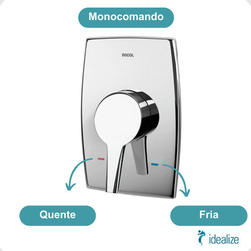 Acabamento Monocomando P/Chuveiro Alta/Baixa Pressão Alta Vazão 3/4" Nexus 00502906 Cromado Docol