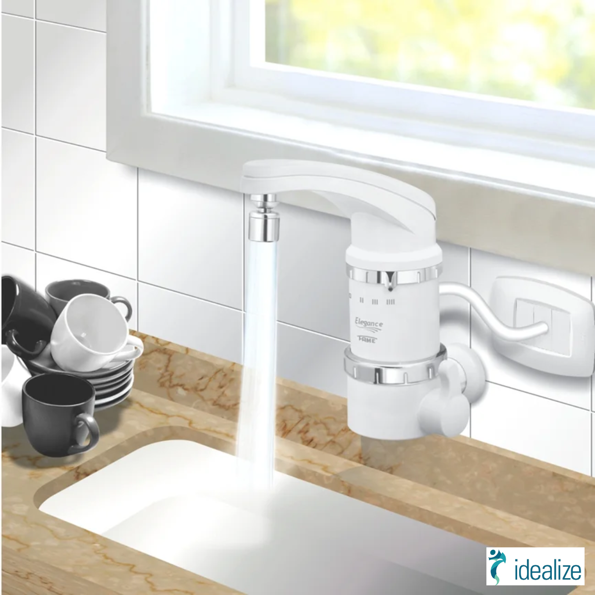 Torneira Elétrica 4T de Parede Elegance 3389 220V 5400W Branco Fame