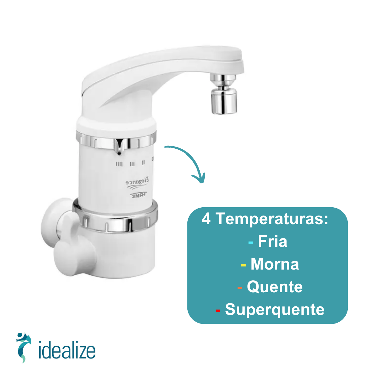 Torneira Elétrica 4T de Parede Elegance 3389 220V 5400W Branco Fame