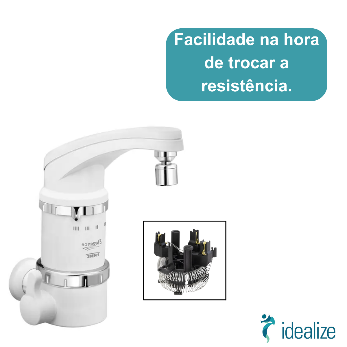 Torneira Elétrica 4T de Parede Elegance 3389 220V 5400W Branco Fame