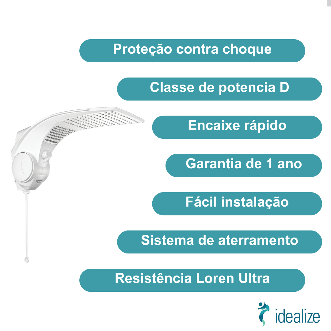 Chuveiro Ducha Duo Shower Quadra Eletrônica Ultra 220V 7500W Branco Lorenzetti