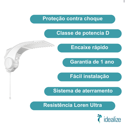 Chuveiro Ducha Duo Shower Quadra Eletrônica Ultra 220V 7500W Branco Lorenzetti