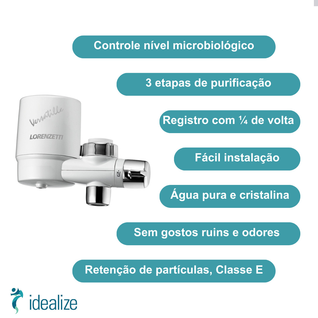 Purificador Filtro Água Portátil Para Torneira Versatille Branco Lorenzetti