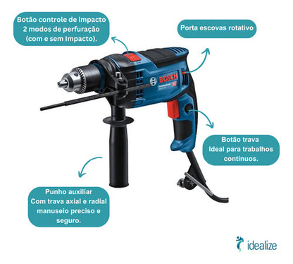 FURADE IMPACT GSB16 RE 850W 220V + MALETA BOSCH ECOM*