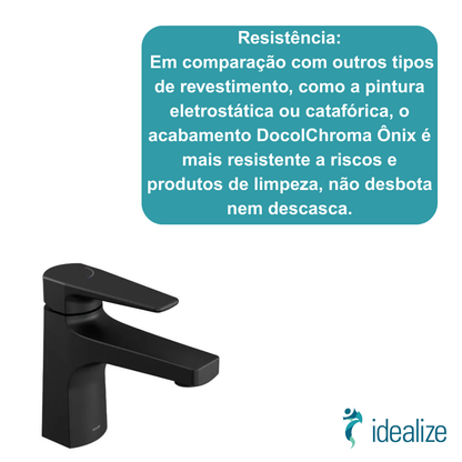 Torneira Misturador Monocomando Para Lavatório Mesa Lift Onix Preto Fosco Matte Docol