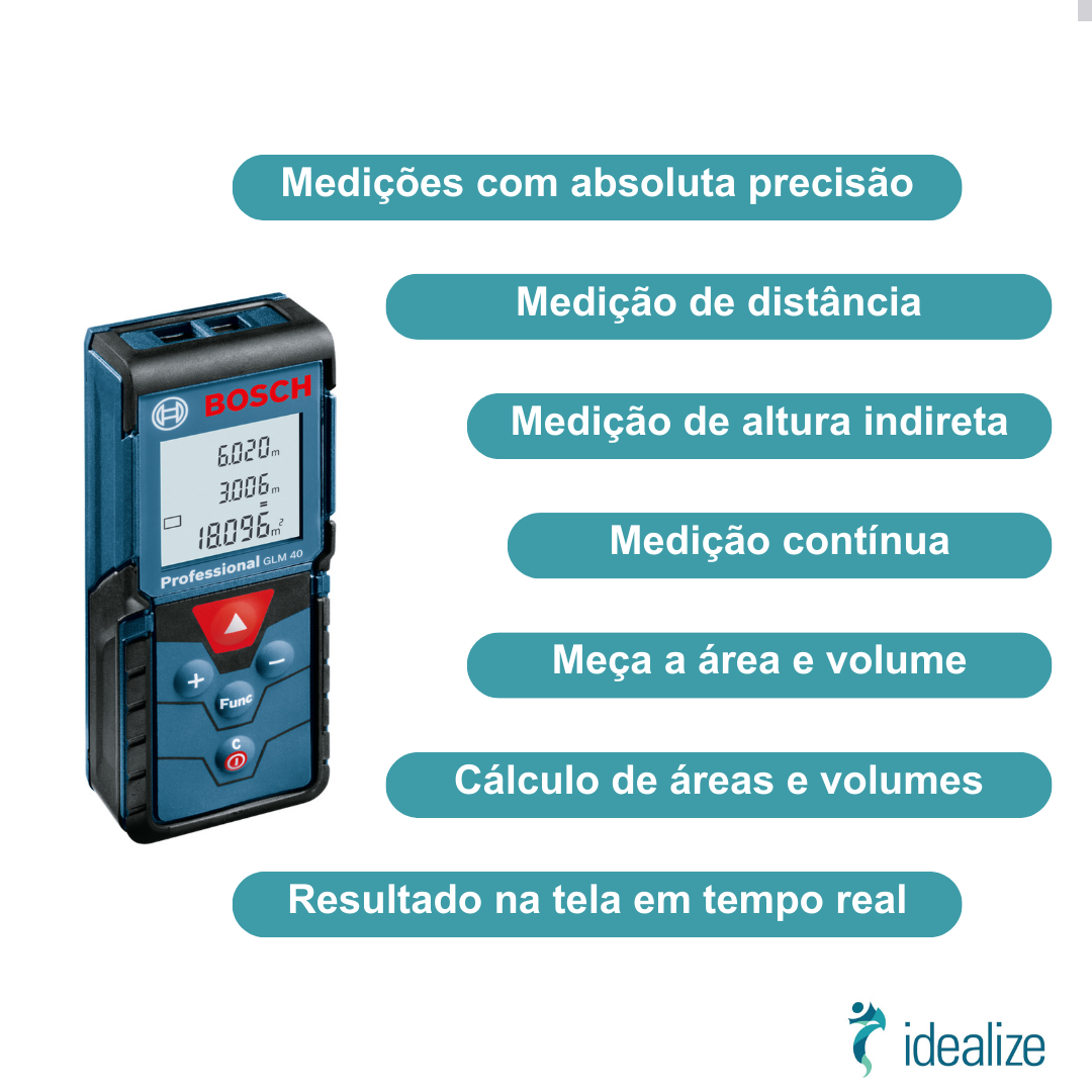 Trena Medidor Laser Professional GML 40 Alcance 40m C/Bolsa Protetora Azul/Preto Bosch