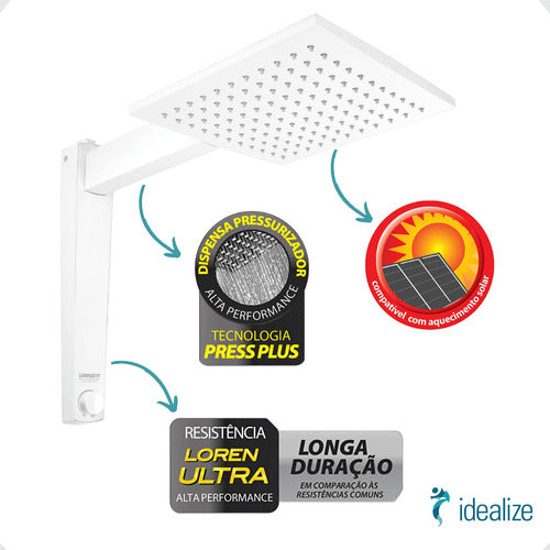 Chuveiro Ducha Eletrônico Acqua Century Branco Matte 127V 5500W Lorenzetti