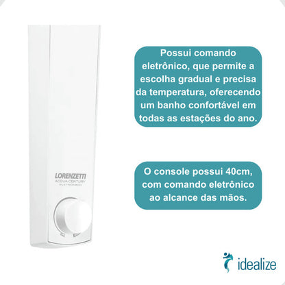 Chuveiro Ducha Eletrônico Acqua Century Branco Matte 127V 5500W Lorenzetti