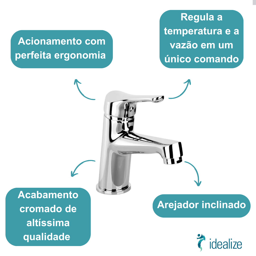 Torneira Misturador Monocomando De Mesa Lavatório Dallas 2875 Cromada Fabrimar