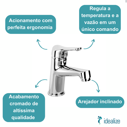 Torneira Misturador Monocomando De Mesa Lavatório Dallas 2875 Cromada Fabrimar