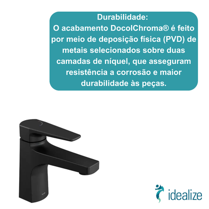 Torneira Misturador Monocomando Para Lavatório Mesa Lift Onix Preto Fosco Matte Docol