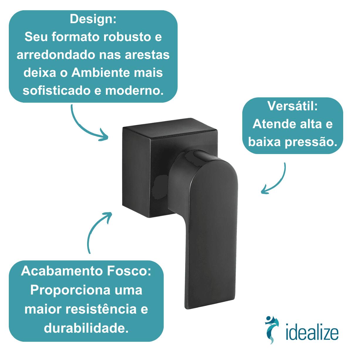 Acabamento Registro Pressão Gaveta 1´´ ½´´ ¾´´ LorenLike 4906 B78 Preto Lorenzetti